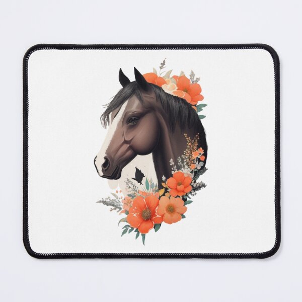 Item preview, Black Horse Portrait on Colorful Flower Meadow designed and sold by YourNameMatters.