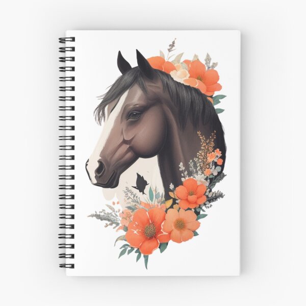 Item preview, Black Horse Portrait on Colorful Flower Meadow designed and sold by YourNameMatters.