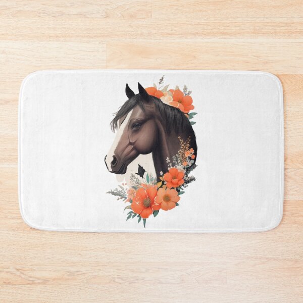 Item preview, Black Horse Portrait on Colorful Flower Meadow designed and sold by YourNameMatters.