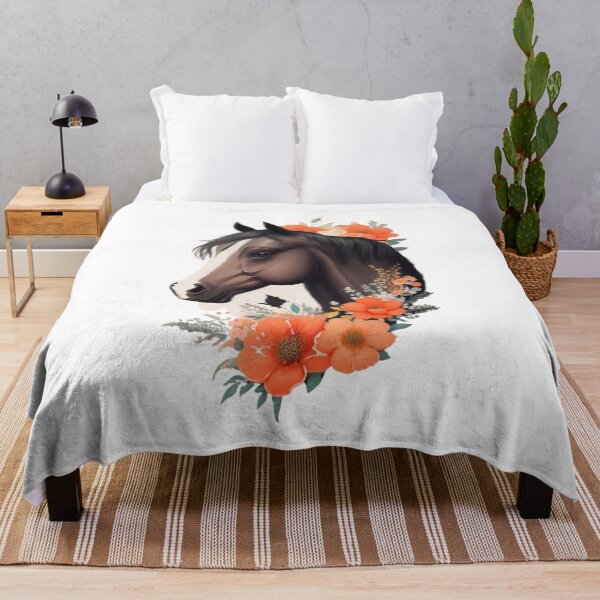 Item preview, Black Horse Portrait on Colorful Flower Meadow designed and sold by YourNameMatters.