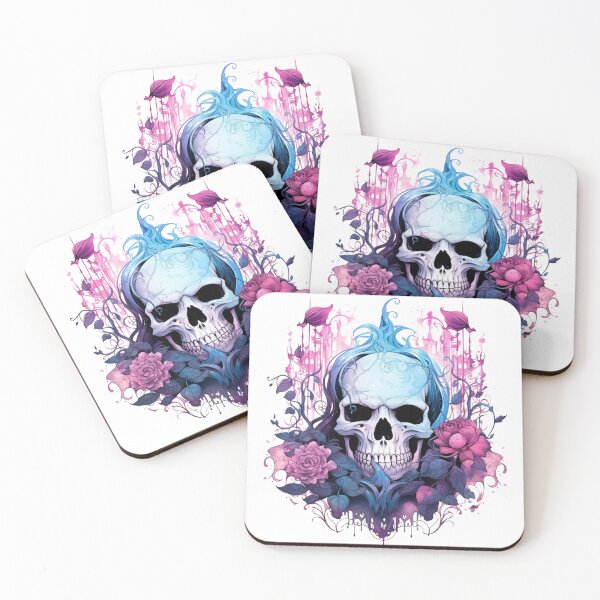 Item preview, Spooky Halloween Pink Flower Skull designed and sold by ArtFromBeyond.