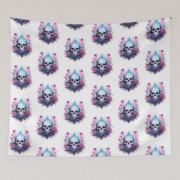 Item preview, Spooky Halloween Pink Flower Skull designed and sold by ArtFromBeyond.