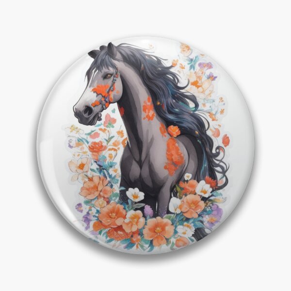 Item preview, Black Friesian Horse Portrait on Colorful Flower Meadow designed and sold by YourNameMatters.