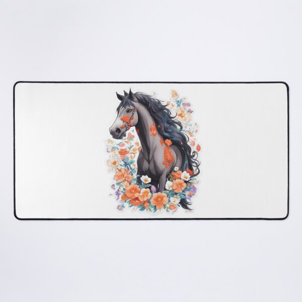 Item preview, Black Friesian Horse Portrait on Colorful Flower Meadow designed and sold by YourNameMatters.
