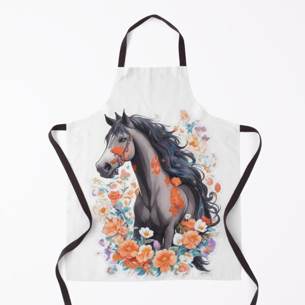 Item preview, Black Friesian Horse Portrait on Colorful Flower Meadow designed and sold by YourNameMatters.
