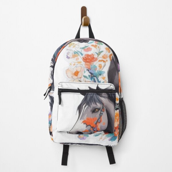 Item preview, Black Friesian Horse Portrait on Colorful Flower Meadow designed and sold by YourNameMatters.