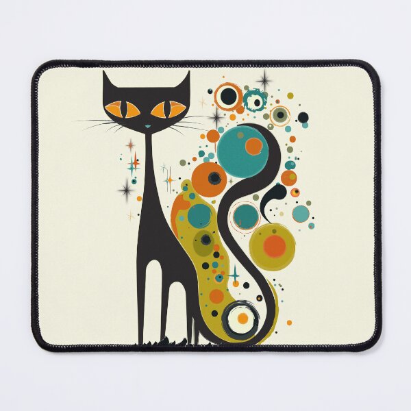 Item preview, Mid Century Modern Atomic Cat, Retro Black Cat, MCM, Kandinsky Style designed and sold by BrightStreet.