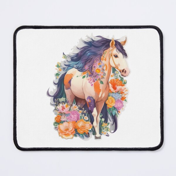 Item preview, Beautiful Fantasy Friesian Horse Portrait on Colorful Flower Meadow designed and sold by YourNameMatters.