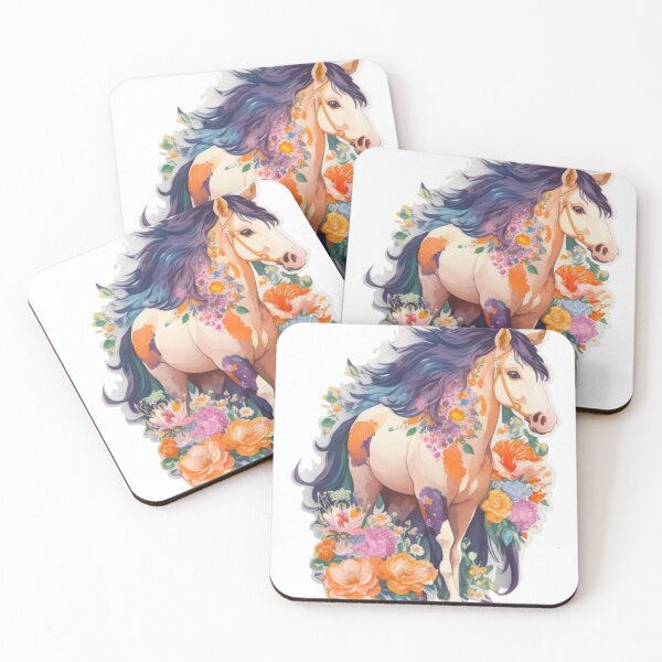 Item preview, Beautiful Fantasy Friesian Horse Portrait on Colorful Flower Meadow designed and sold by YourNameMatters.