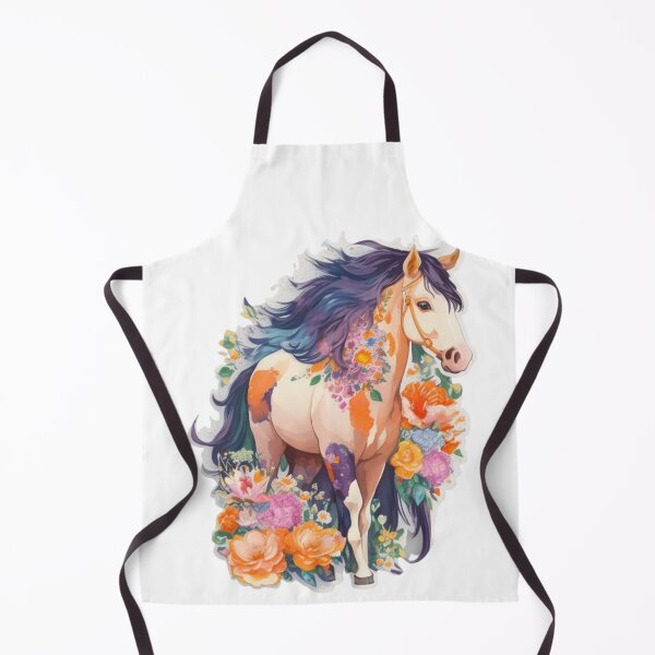 Item preview, Beautiful Fantasy Friesian Horse Portrait on Colorful Flower Meadow designed and sold by YourNameMatters.
