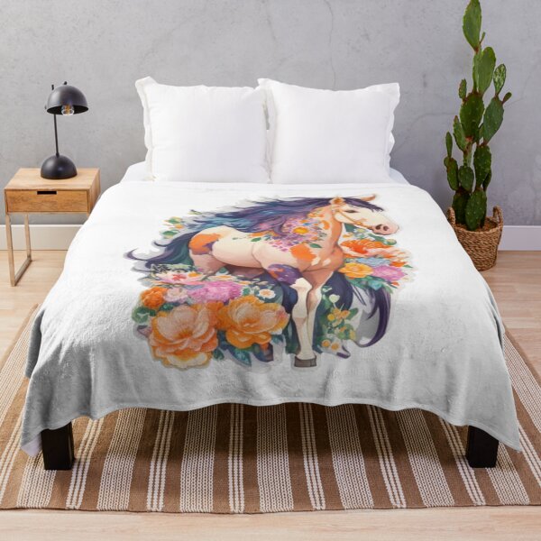 Item preview, Beautiful Fantasy Friesian Horse Portrait on Colorful Flower Meadow designed and sold by YourNameMatters.