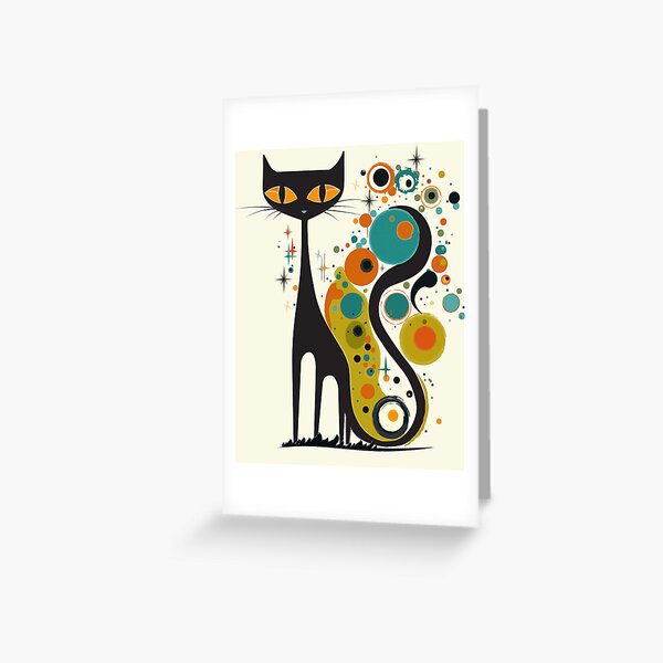 Item preview, Mid Century Modern Atomic Cat, Retro Black Cat, MCM, Kandinsky Style designed and sold by BrightStreet.