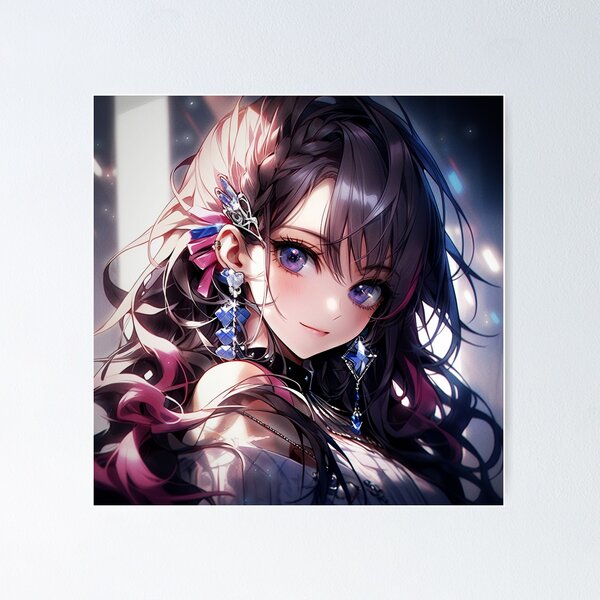 Anime Pretty Girl Dark Hair Anime Girl Poster for Sale by AprilAI