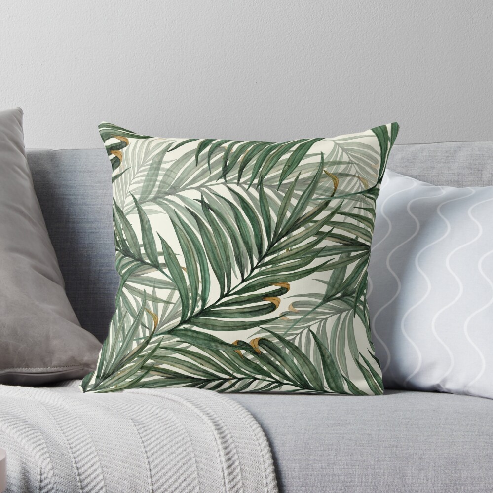 Palm Leaves Throw Pillow
