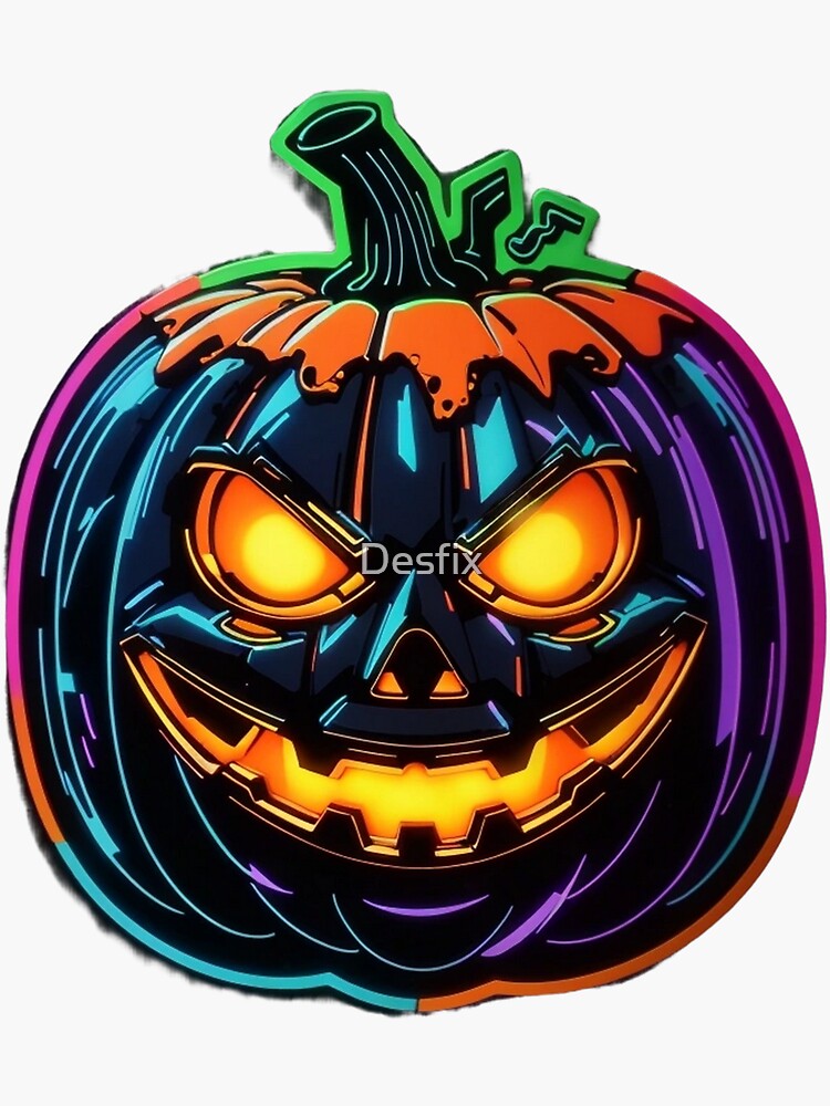Neon Pumpkins and Spider Webs Vinyl