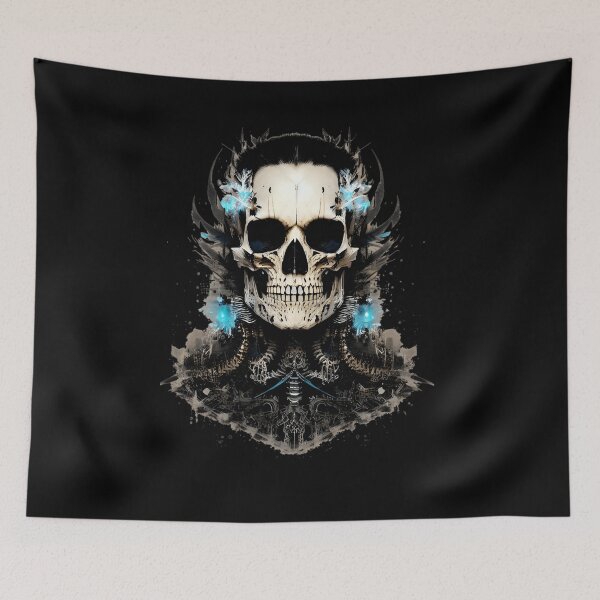 Item preview, Burnin up  skeleton face with blue fire around designed and sold by thuuthays.