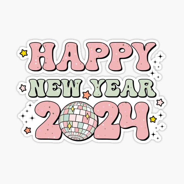 Sticker for Sale avec l'œuvre « Bonne année 2024 à venir » de l'artiste  shoppypod