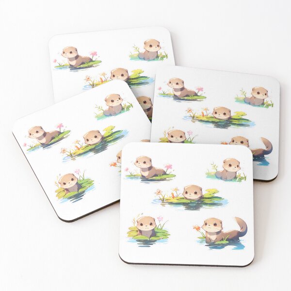 Item preview, Playful Little Otters Sticker Pack Five Sticker and Shirt Design by Zeesdesign on Redbubble copy designed and sold by ZEESDESIGN.