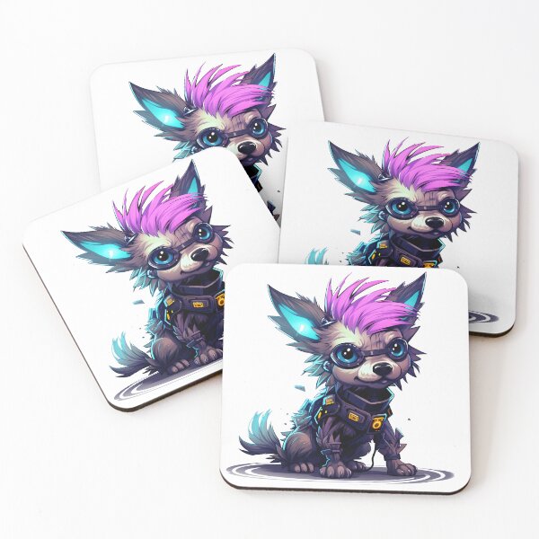 Item preview, Cyberpunk Small Dog in Neon Colors designed and sold by SchorlCraft.