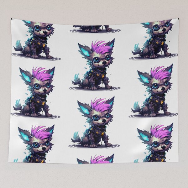 Item preview, Cyberpunk Small Dog in Neon Colors designed and sold by SchorlCraft.