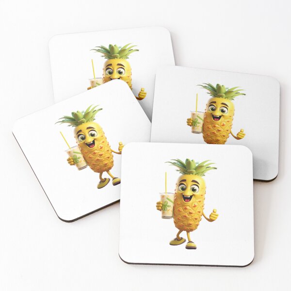 Item preview, Fruit smoothie – Mascotte who’s shaking a smoothie, 3D pineapple cartoon designed and sold by JansenGS.