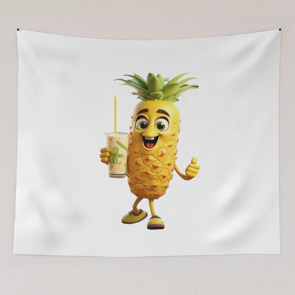 Item preview, Fruit smoothie – Mascotte who’s shaking a smoothie, 3D pineapple cartoon designed and sold by JansenGS.
