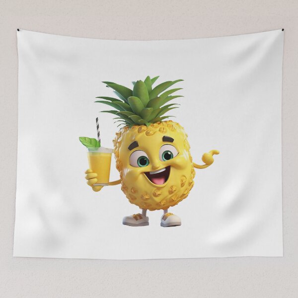 Item preview, Fruit smoothie – Mascotte who’s shaking a smoothie, 3D pineapple cartoon designed and sold by JansenGS.