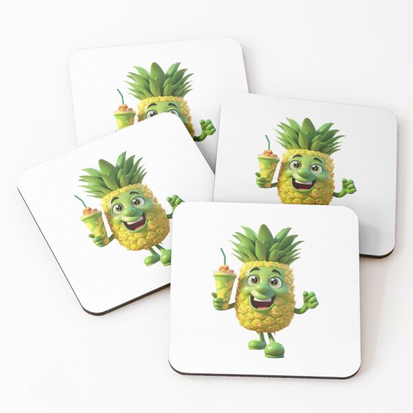 Item preview, Fruit smoothie – Mascotte who’s shaking a smoothie, 3D pineapple cartoon designed and sold by JansenGS.