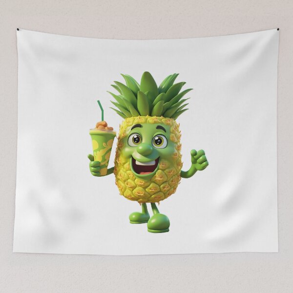 Item preview, Fruit smoothie – Mascotte who’s shaking a smoothie, 3D pineapple cartoon designed and sold by JansenGS.