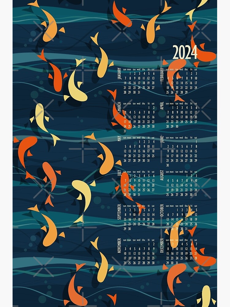 Koi Fish 2024 Calendar - Deep Green Lake Calendar | Poster