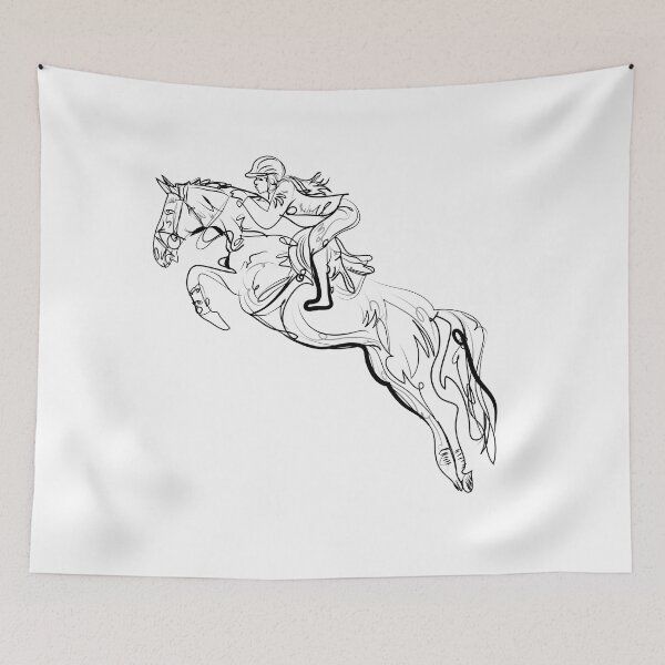 Aperçu de l'œuvre Jockey à cheval. Champion. Équitation. Sport équestre. Jockey à cheval de saut d'obstacles. Affiche créée et vendue par KARTICK DUTTA.