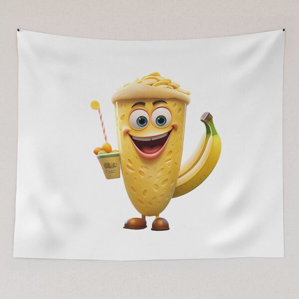 Item preview, Fruit smoothie – Mascotte who’s shaking a smoothie, 3D banana cartoon designed and sold by JansenGS.