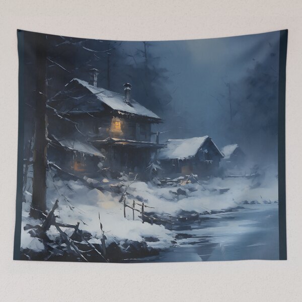 Item preview, Copy of cozy winter nights - cabin by the lake - 3 designed and sold by UmagineArts.
