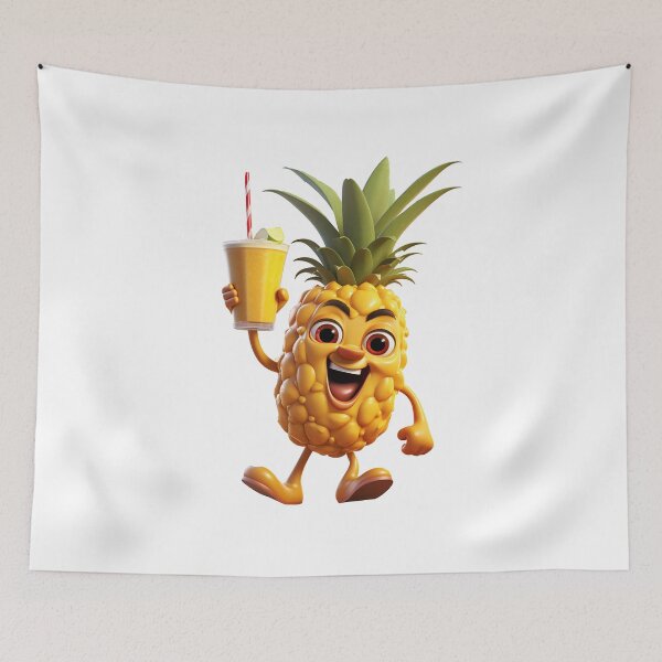 Item preview, Fruit smoothie – Mascotte who’s shaking a smoothie, 3D pineaple cartoon designed and sold by JansenGS.