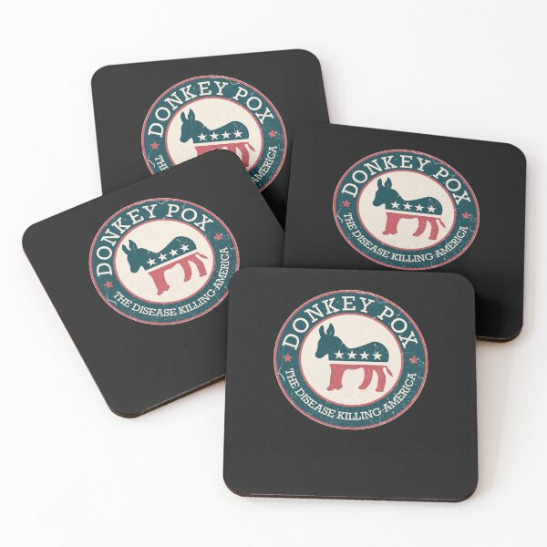 Item preview, Donkey Pox The Disease Killing America, Funny Meme Round Blue And Red With White Text T Sh designed and sold by KonstanRausc.