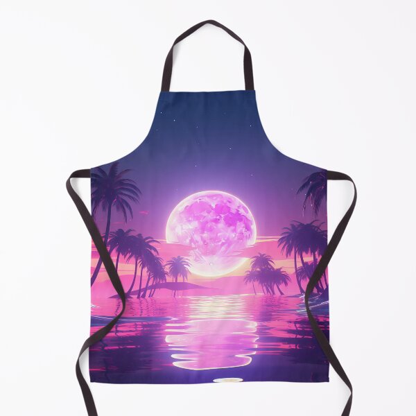 Item preview, "Nocturnal Landscape in Pink: Synthwave, Palm Trees and Moon" designed and sold by Art-Vortex-fr.