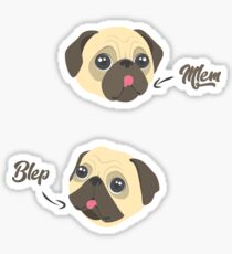 Mlem Blep Explained Pug Doggo T-shirt Sticker