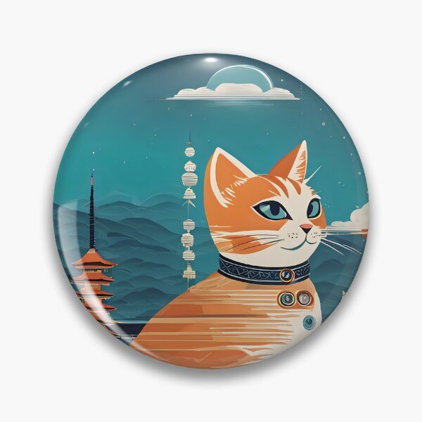 Item preview, Art Design: Cat on Terrace with Futuristic City Background designed and sold by TUMBAJULCA.