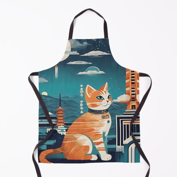 Item preview, Art Design: Cat on Terrace with Futuristic City Background designed and sold by TUMBAJULCA.