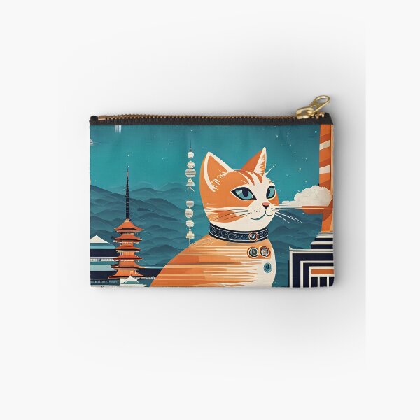 Item preview, Art Design: Cat on Terrace with Futuristic City Background designed and sold by TUMBAJULCA.