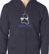 Colorful I Love Medicine with Stethoscope Zipped Hoodie