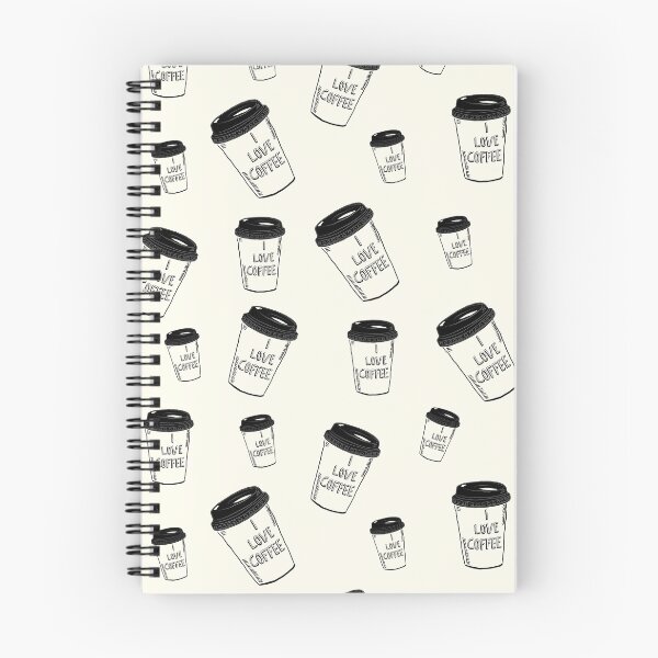 Item preview, I love Coffee Paper Coffee cup illustration Pattern Black and Ivory designed and sold by BONBcreative.