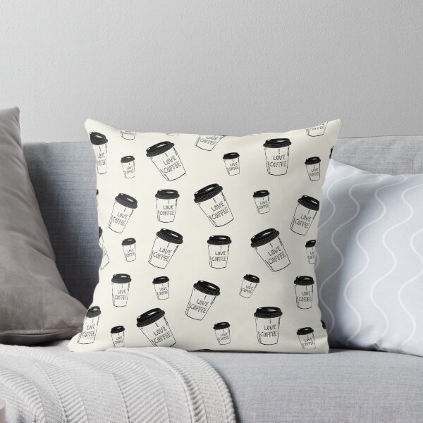 Item preview, I love Coffee Paper Coffee cup illustration Pattern Black and Ivory designed and sold by BONBcreative.