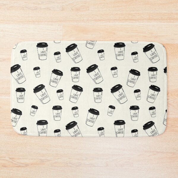 Item preview, I love Coffee Paper Coffee cup illustration Pattern Black and Ivory designed and sold by BONBcreative.