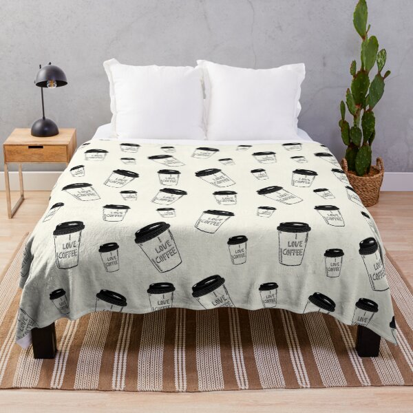 Item preview, I love Coffee Paper Coffee cup illustration Pattern Black and Ivory designed and sold by BONBcreative.