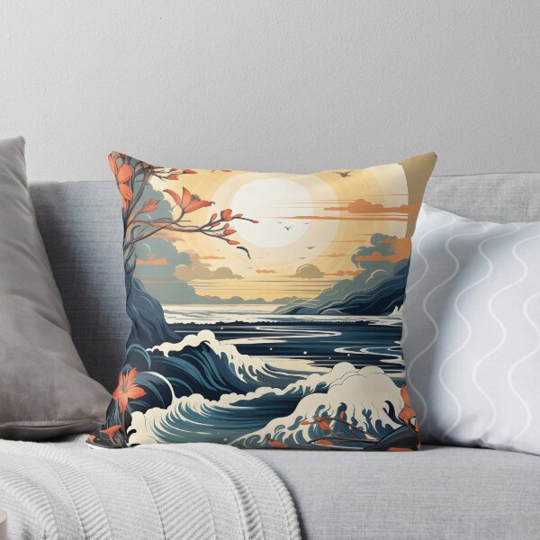 Item preview, image of the sunset with waves and flowers designed and sold by Ck-2106design.