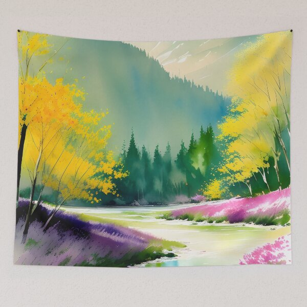 Item preview, Watercolor Mountain Landscape - Impressionism and Chinese painting designed and sold by joejiing.