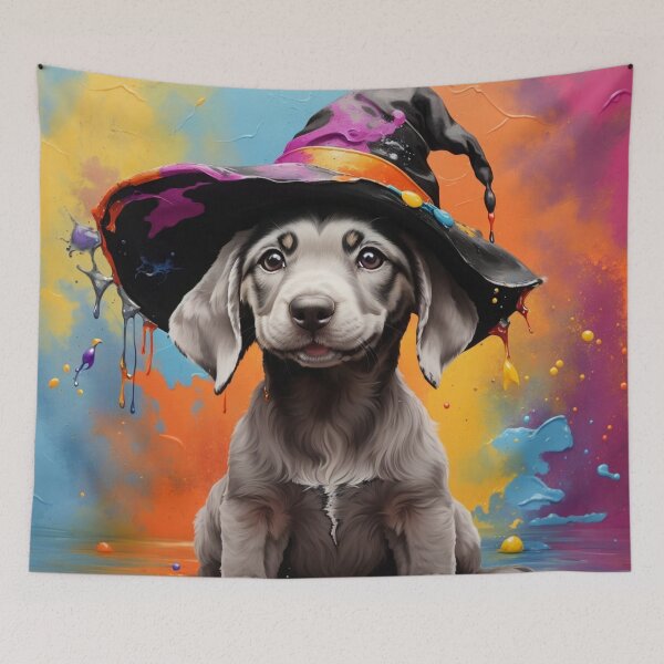 Item preview, Weimaraner Puppy With A Halloween Hat designed and sold by Wolfheartart.