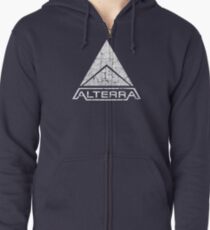 ALTERRA white logo Zipped Hoodie