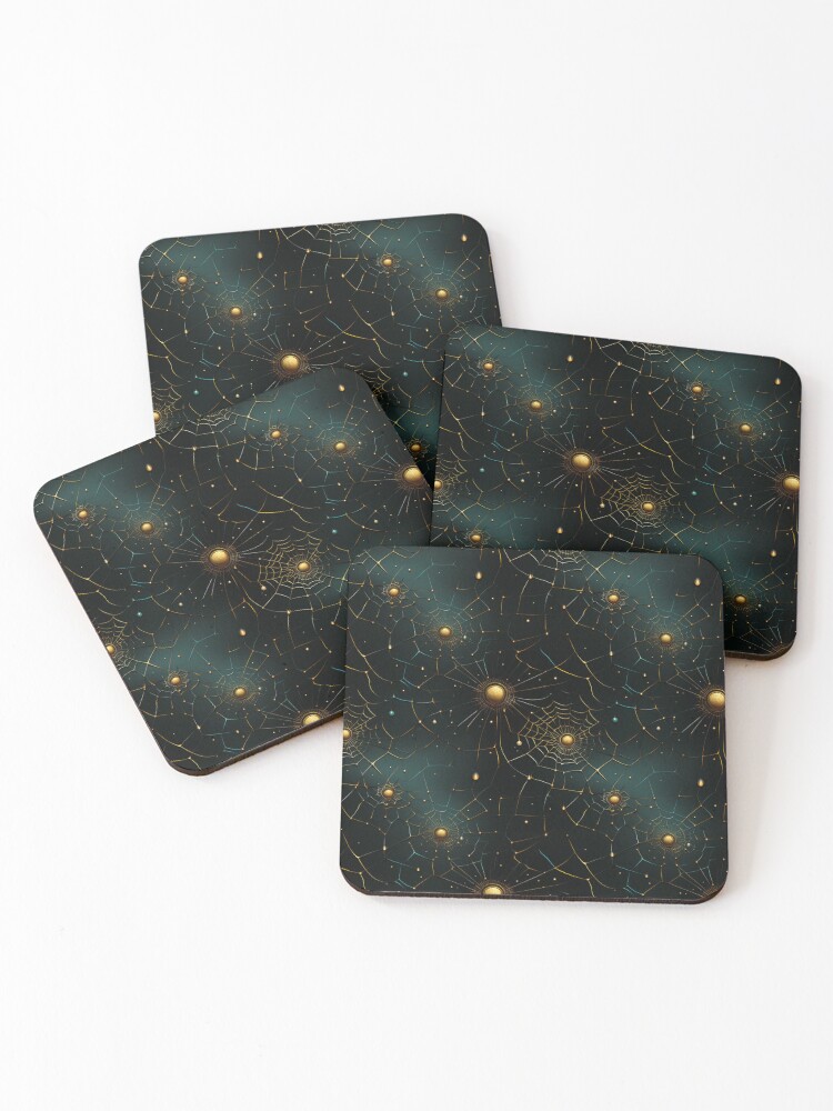 Thumbnail 1 of 5, Coasters (Set of 4), Spiderweb Pattern designed and sold by UnderCloud.